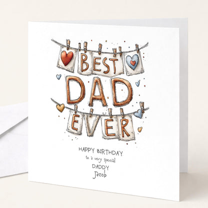 Fathers Day Card Daddy - Personalised Colourful Dad Greeting Card With Matte Finish
