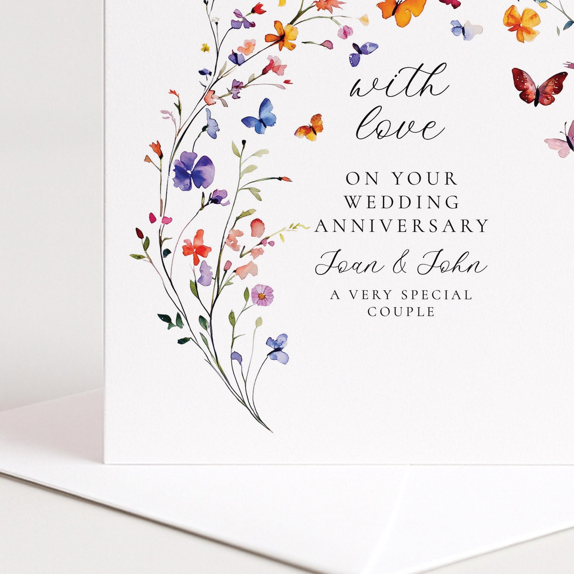 Anniversary Card Personalised – Floral Design Matte Finish Keepsake For Couples