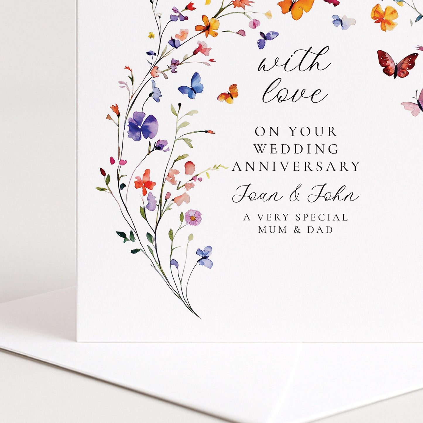 Personalised Anniversary Card – Floral Keepsake For Mum & Dad | Handmade Greeting Card