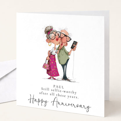 Funny Anniversary Card For Husband - Still Selfie Worthy