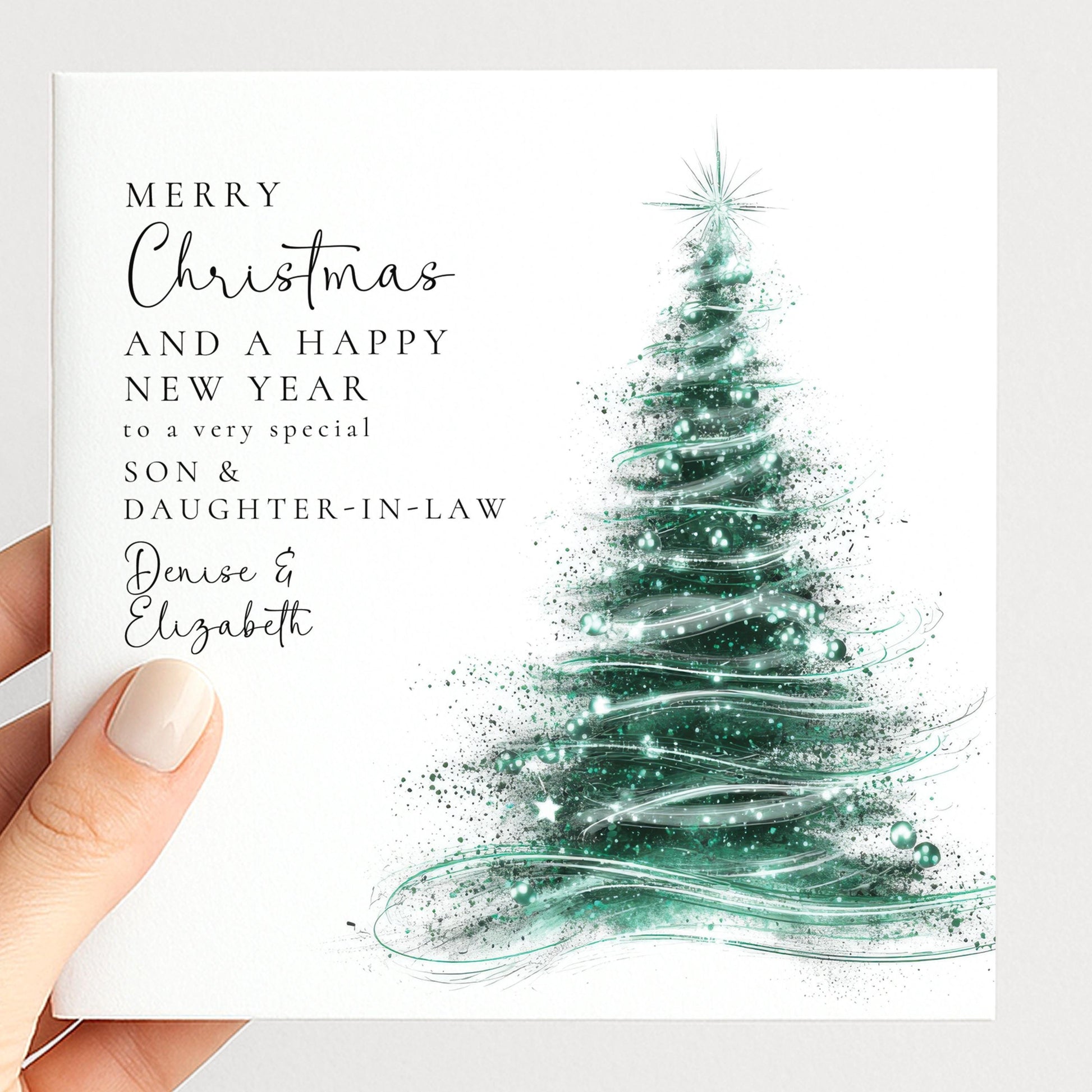 Personalised Christmas Card for Son and Daughter-in-law Christmas Tree Card