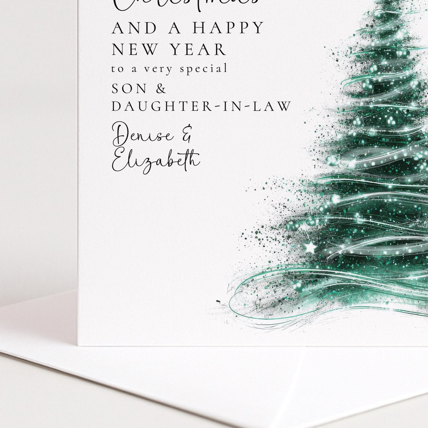 Personalised Christmas Card for Son and Daughter-in-law Christmas Tree Card