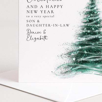 Personalised Christmas Card for Son and Daughter-in-law Christmas Tree Card