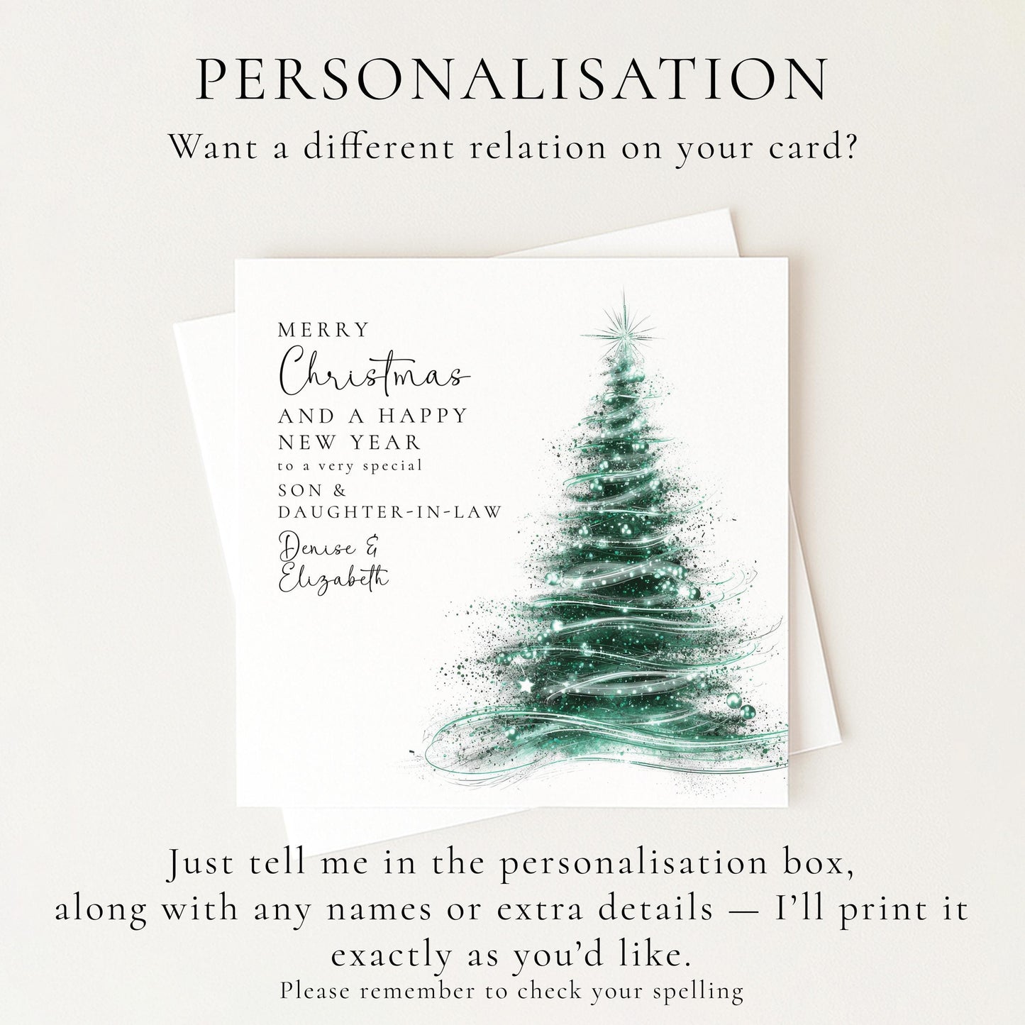 Personalised Christmas Card for Son and Daughter-in-law Christmas Tree Card