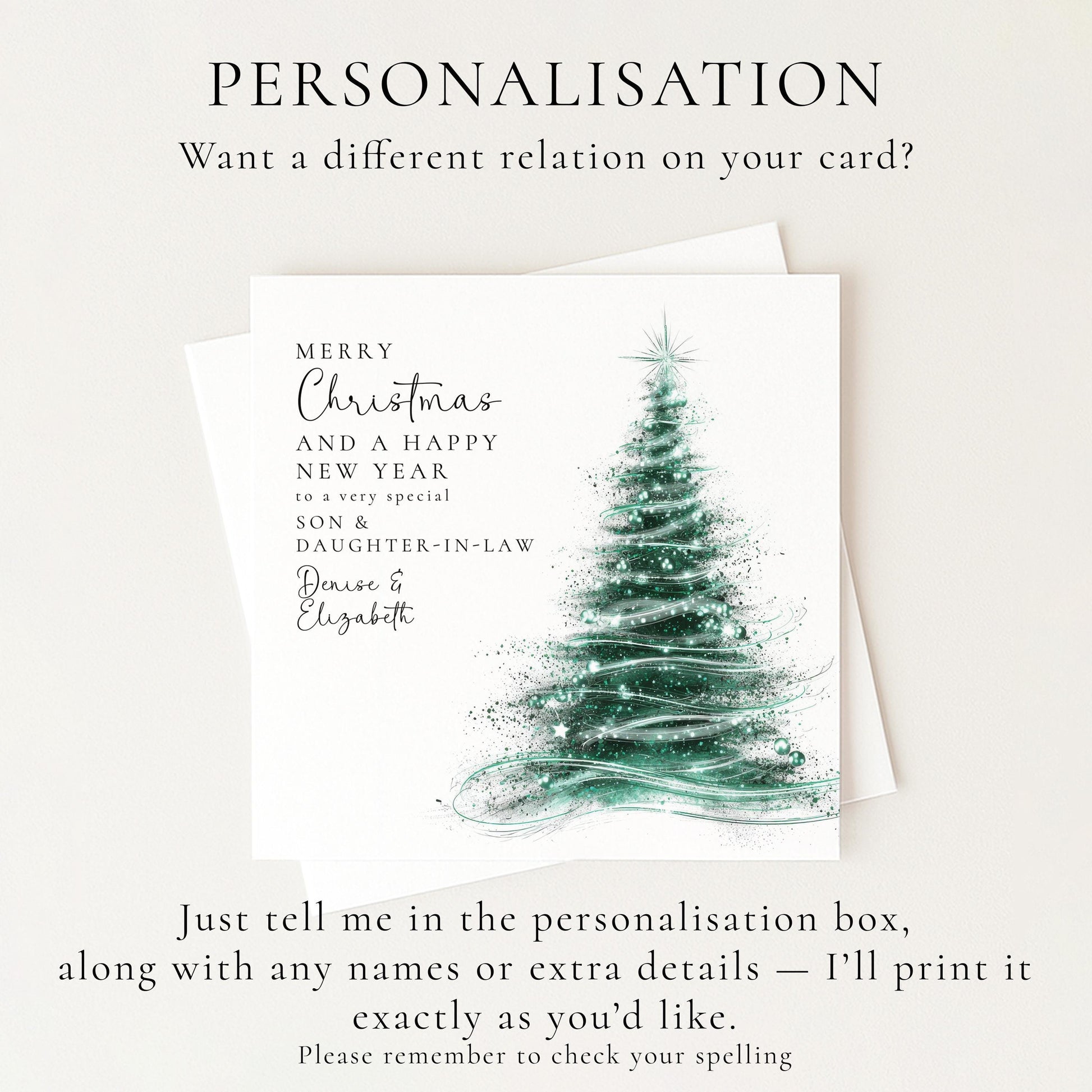 Personalised Christmas Card for Son and Daughter-in-law Christmas Tree Card
