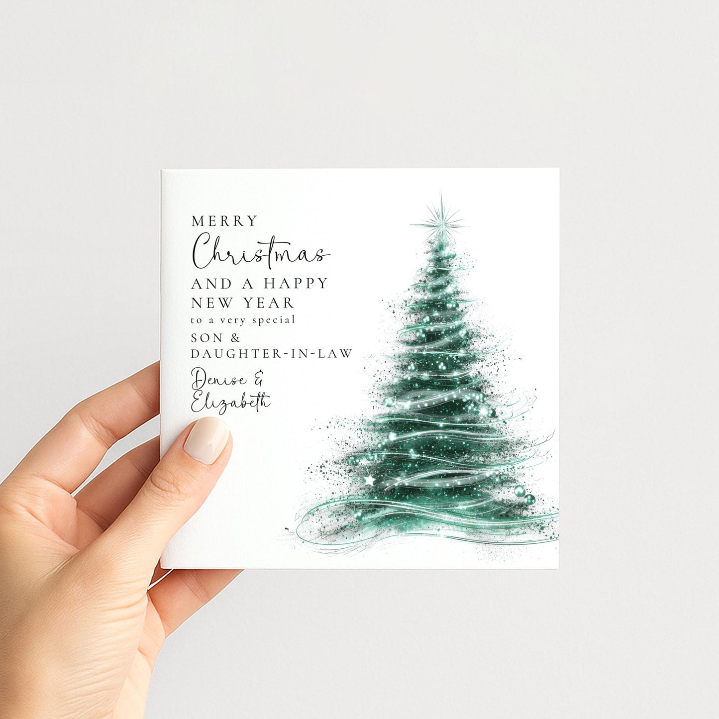 Personalised Christmas Card for Son and Daughter-in-law Christmas Tree Card