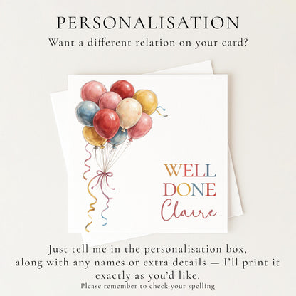 Well Done Card Personalised - Bright and Bold