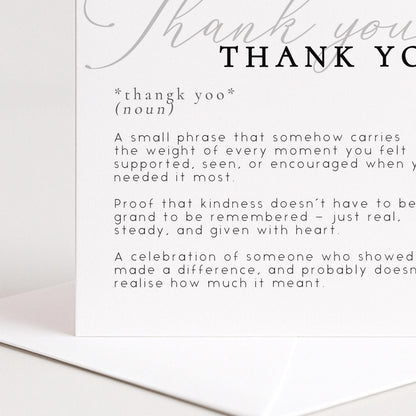a definition of a "Thank You" phrase, which is a small phrase that carries the weight of every moment you felt supported, seen, or encouraged when you needed it most.