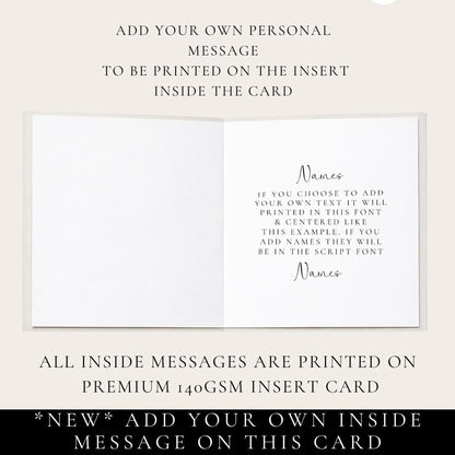 An elegant hanging bauble Christmas card, personalised with custom names, printed on 300gsm card