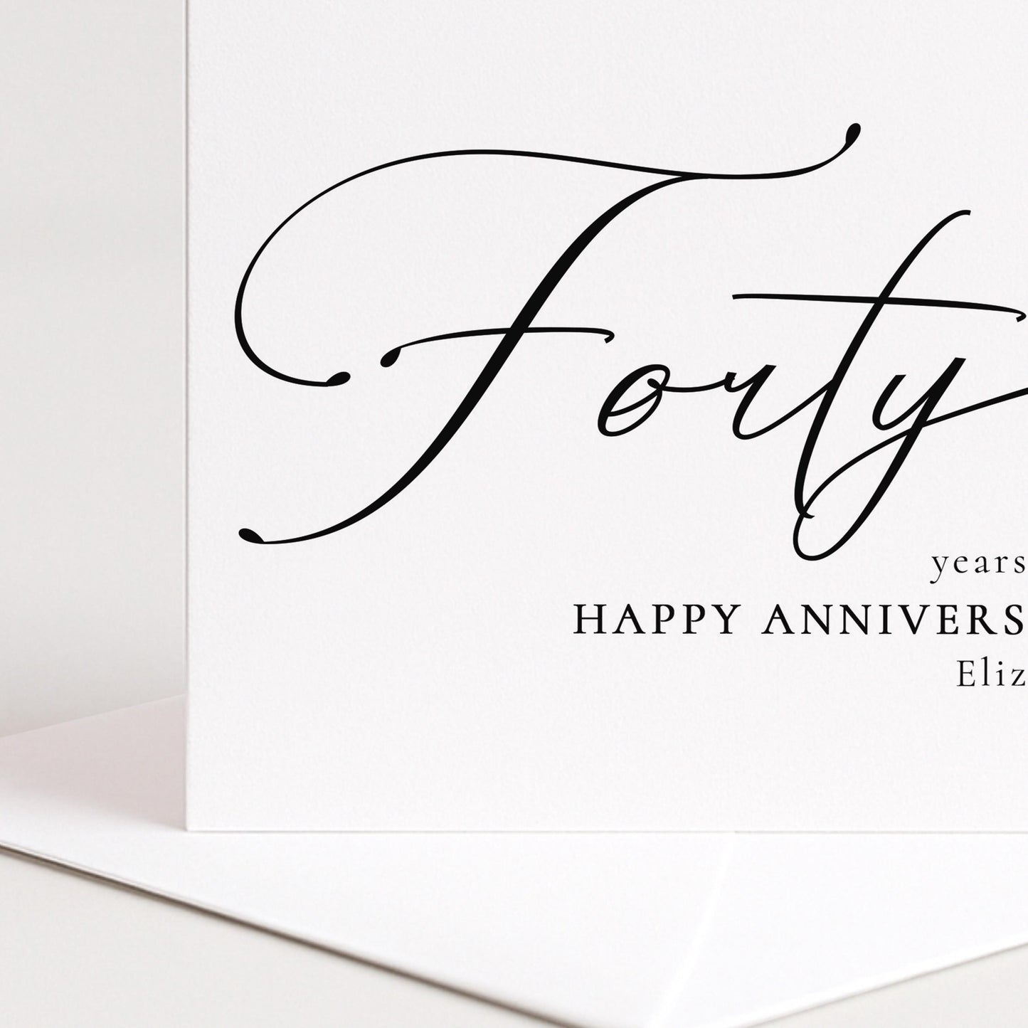 40th Anniversary Card – Personalised Name, Modern Script & Custom Message Insert