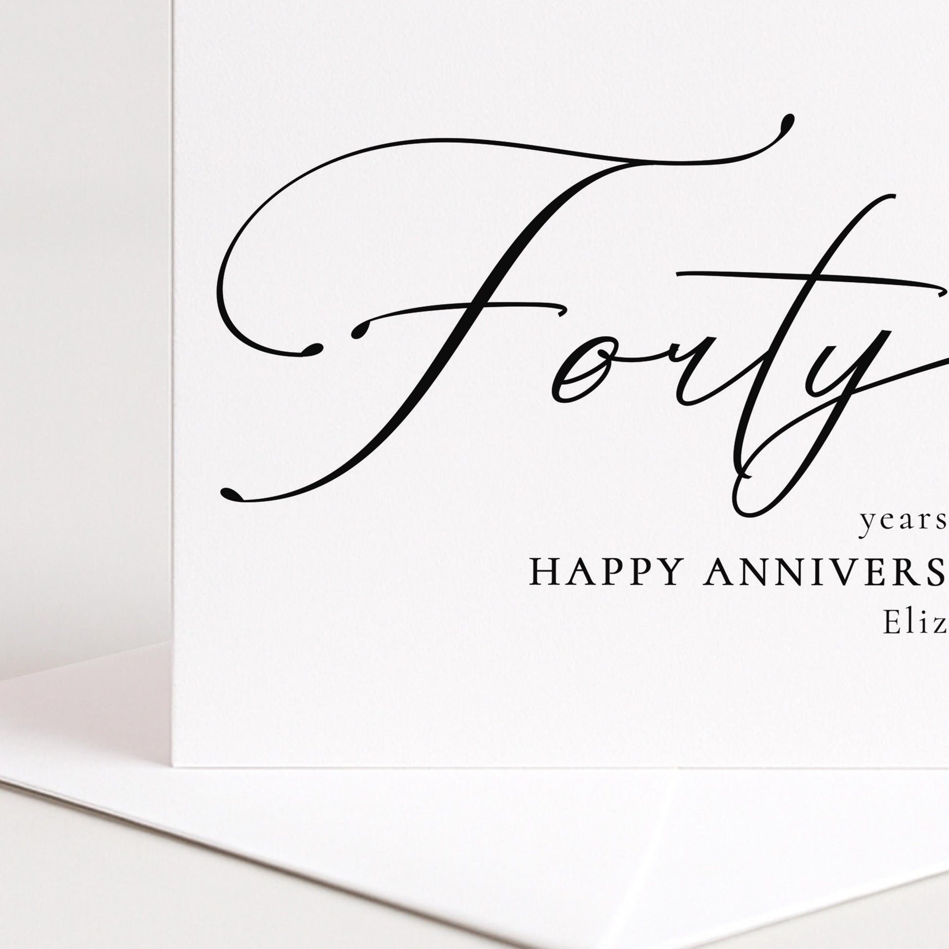 40th Anniversary Card – Personalised Name, Modern Script & Custom Message Insert