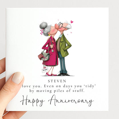 Funny Anniversary Card - Personalised Husband Greeting With Custom Message