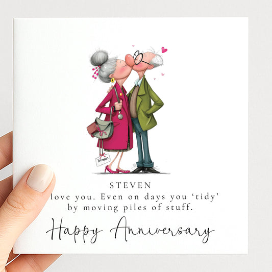 Funny Anniversary Card - Personalised Husband Greeting With Custom Message