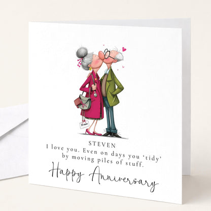 Funny Anniversary Card - Personalised Husband Greeting With Custom Message