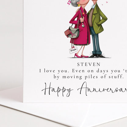 Funny Anniversary Card - Personalised Husband Greeting With Custom Message