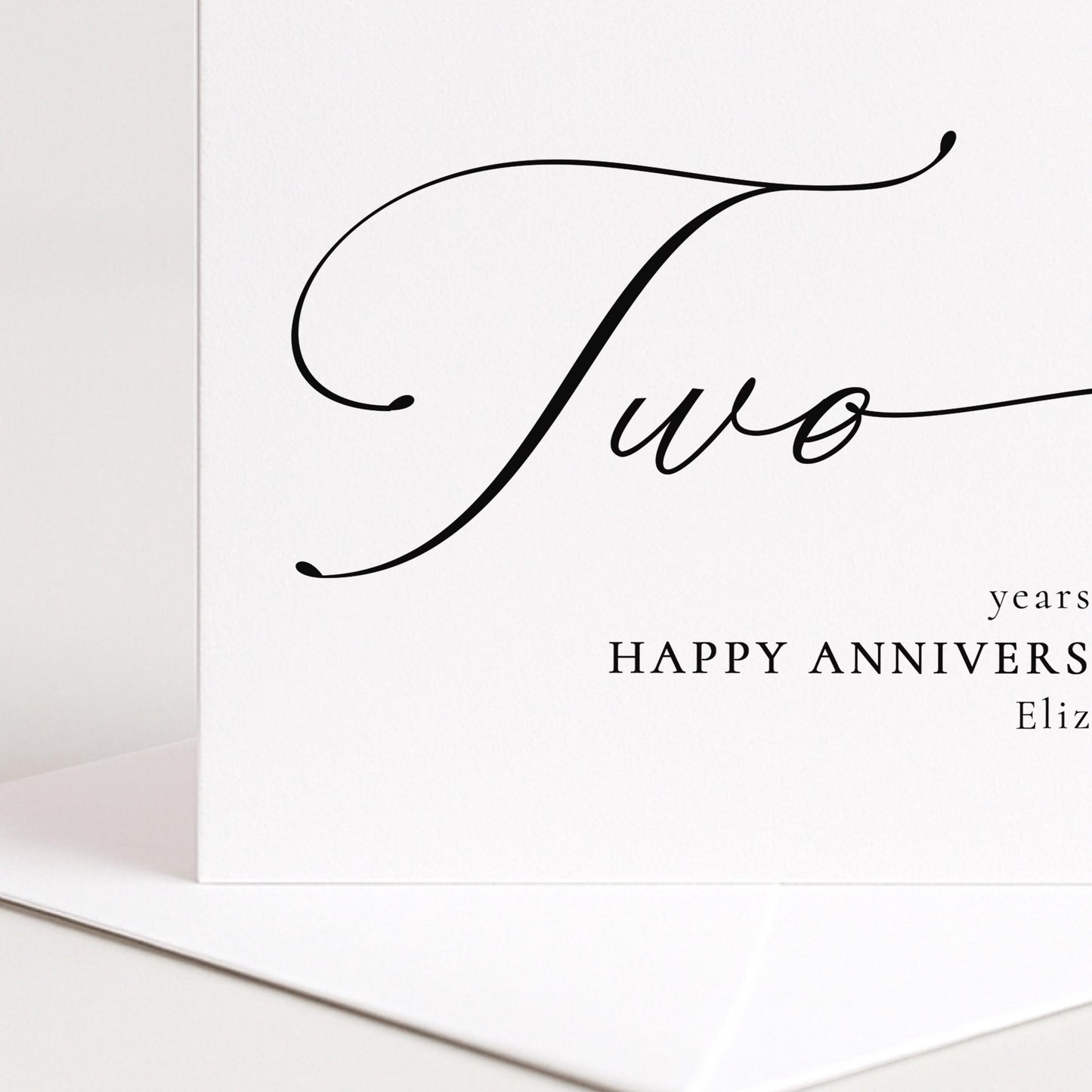 Two Year Anniversary Card – Personalised Elegant Script Greeting Card
