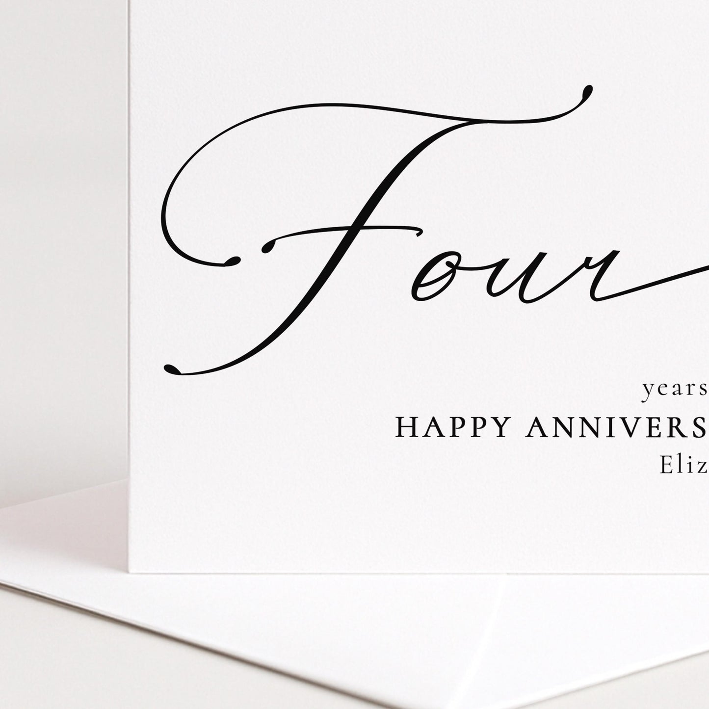 Four Year Anniversary Card – Personalised Romantic Greeting With Matte Finish
