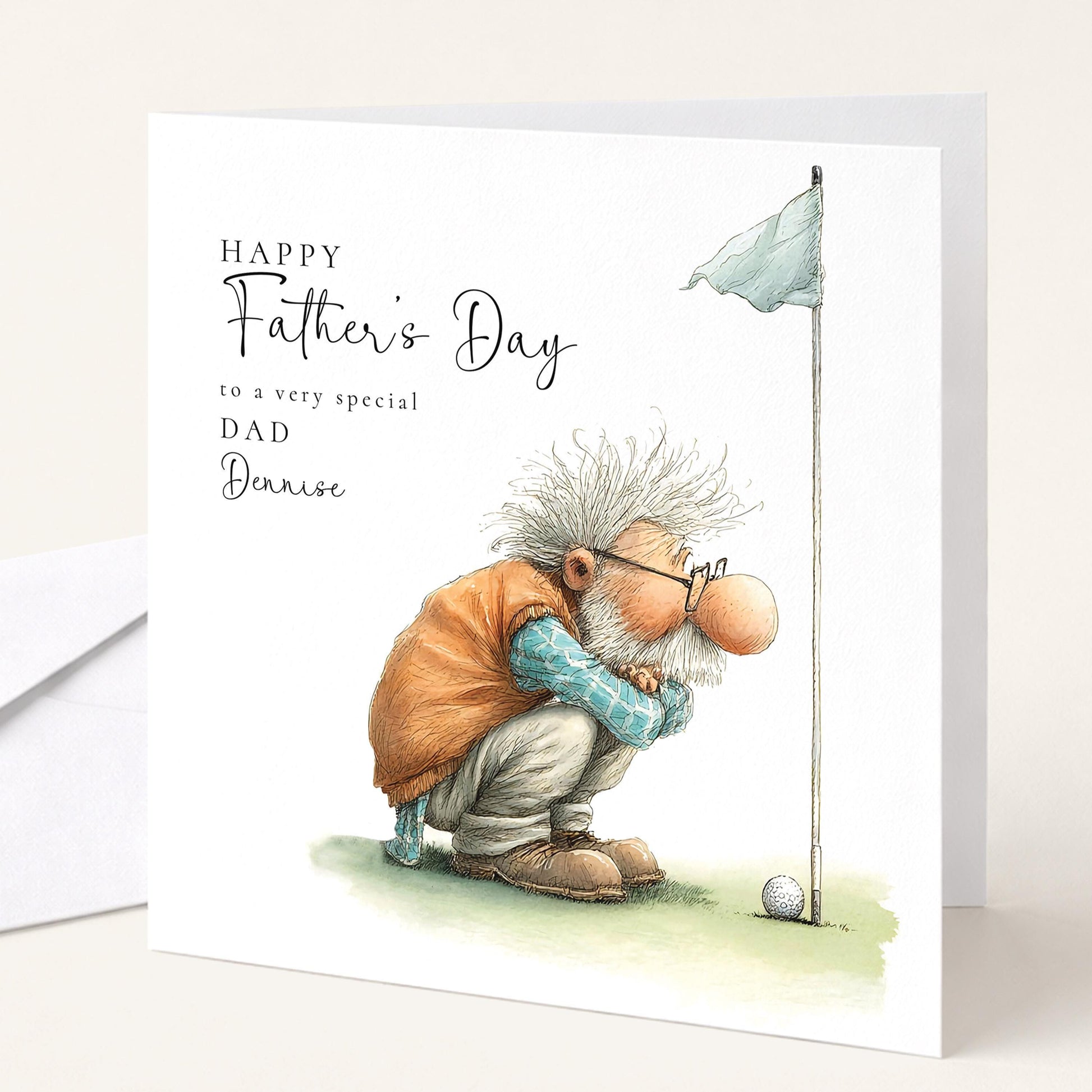Fathers Day Card Dad Golf – Personalised Matte Finish Golf-Themed Greeting Card