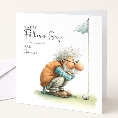 Fathers Day Card Dad Golf – Personalised Matte Finish Golf-Themed Greeting Card