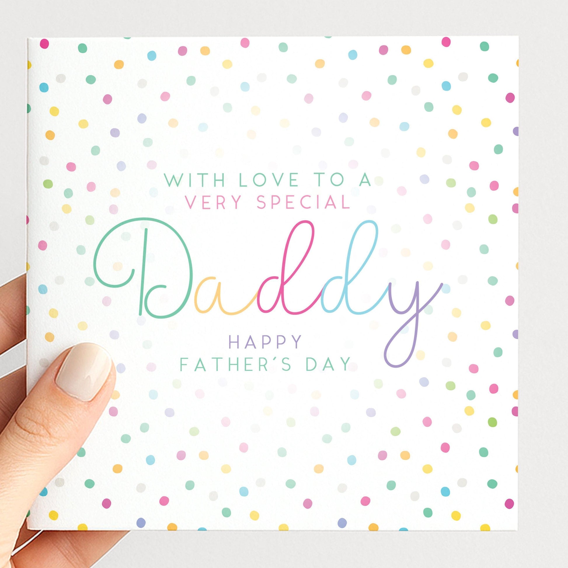 Fathers Day Card Daddy – Personalised Colourful Dad Gift Card With Envelope