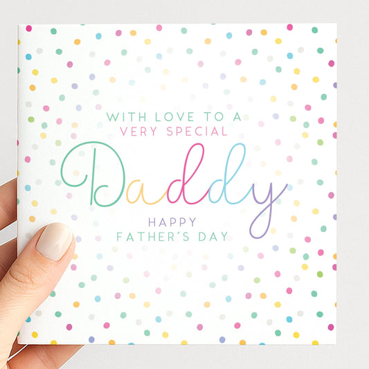 Fathers Day Card Daddy – Personalised Colourful Dad Gift Card With Envelope