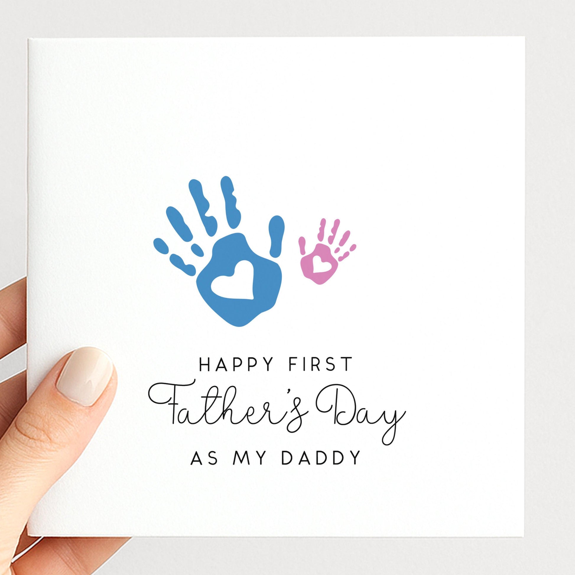 First Fathers Day Card – Personalised Keepsake Dad Greeting With Handprint Design