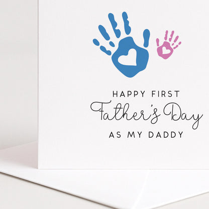 First Fathers Day Card – Personalised Keepsake Dad Greeting With Handprint Design