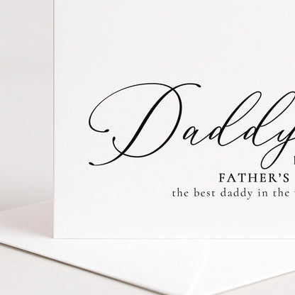 Fathers Day Card Daddy – Personalised Modern Script Design Folded Greeting Card
