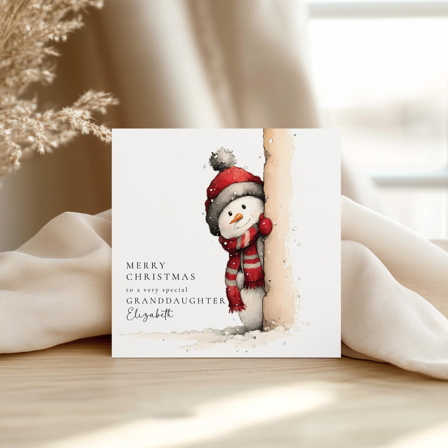 Granddaughter Christmas Card – Personalised With Festive Santa