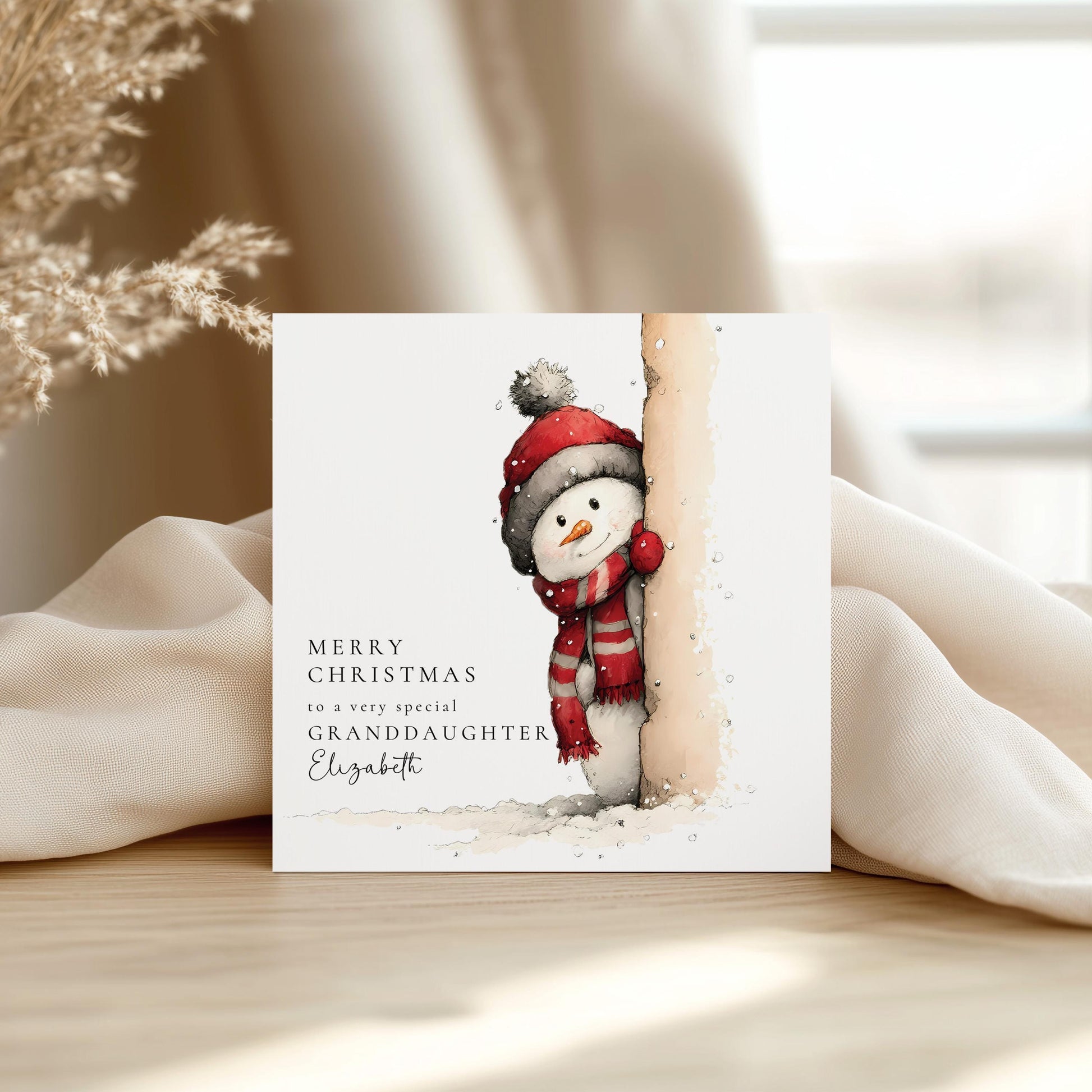 Granddaughter Christmas Card – Personalised With Festive Santa