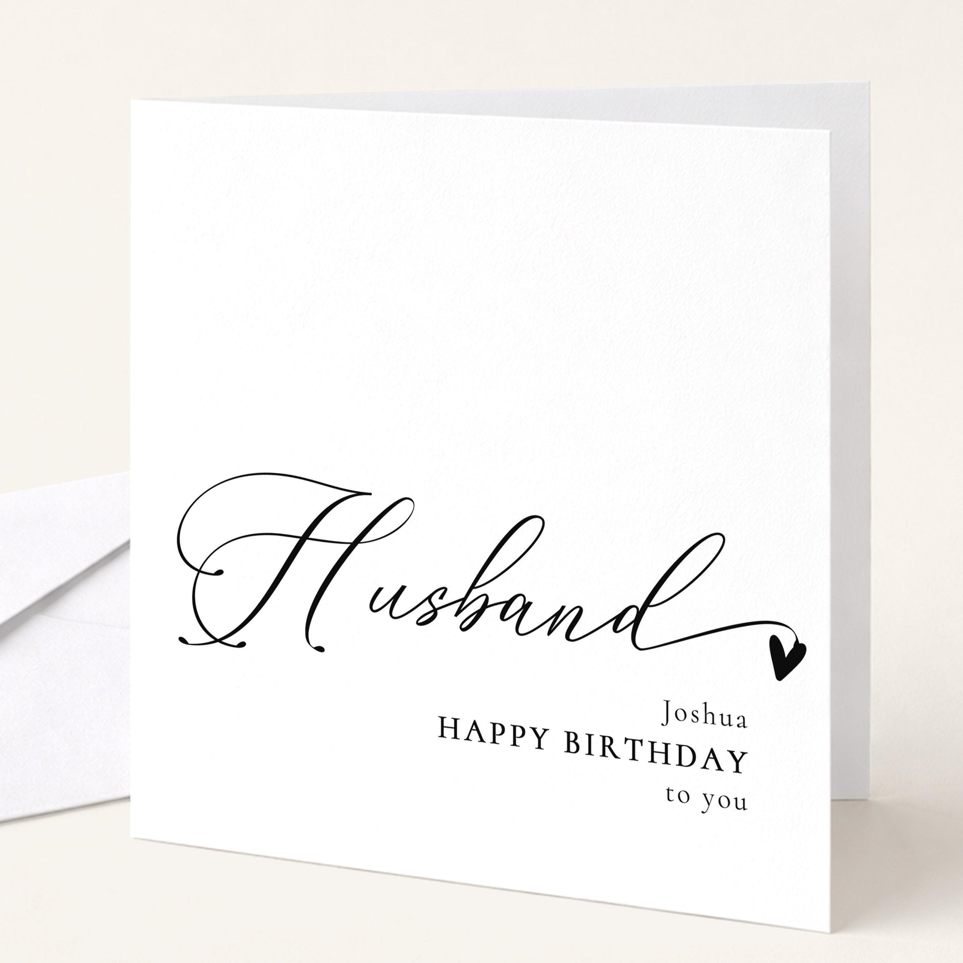 Husband Birthday Card - Personalised Name, Stylish Script Font & Matte Finish