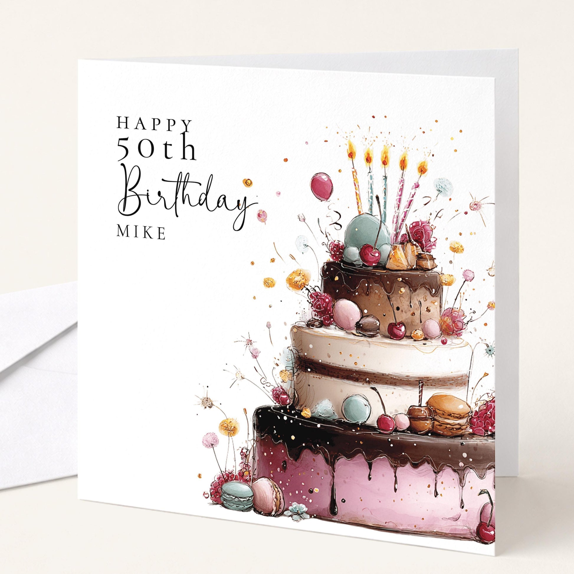 Personalised Birthday Card - Chocolate Cake - Any Age