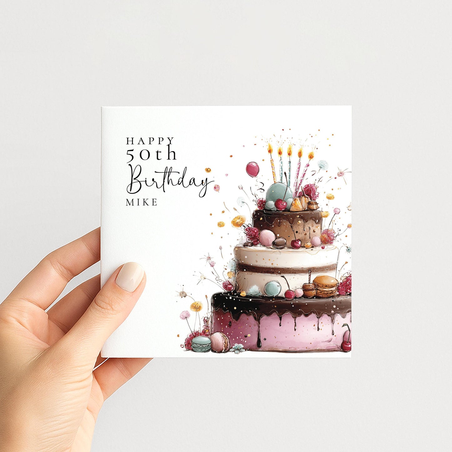Personalised Birthday Card - Chocolate Cake - Any Age