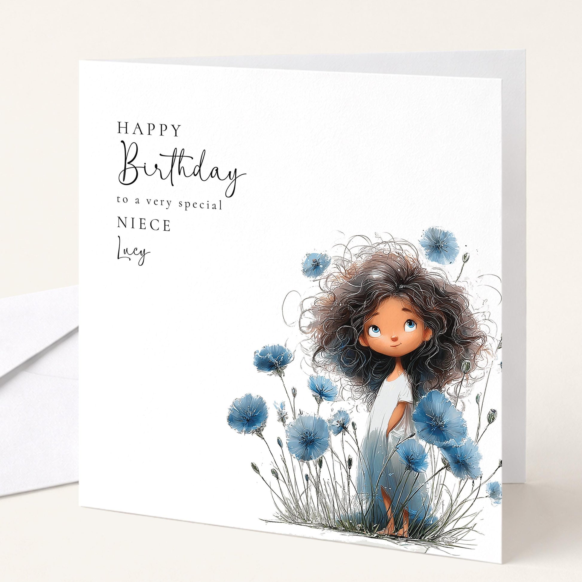 Birthday Card For Niece - Dark Haired Girl