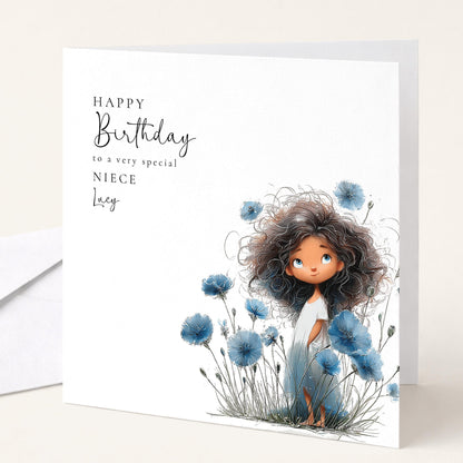Birthday Card For Niece - Dark Haired Girl