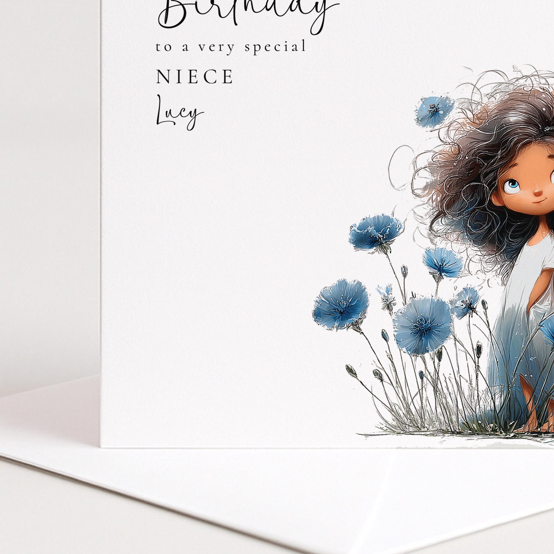 Birthday Card For Niece - Dark Haired Girl