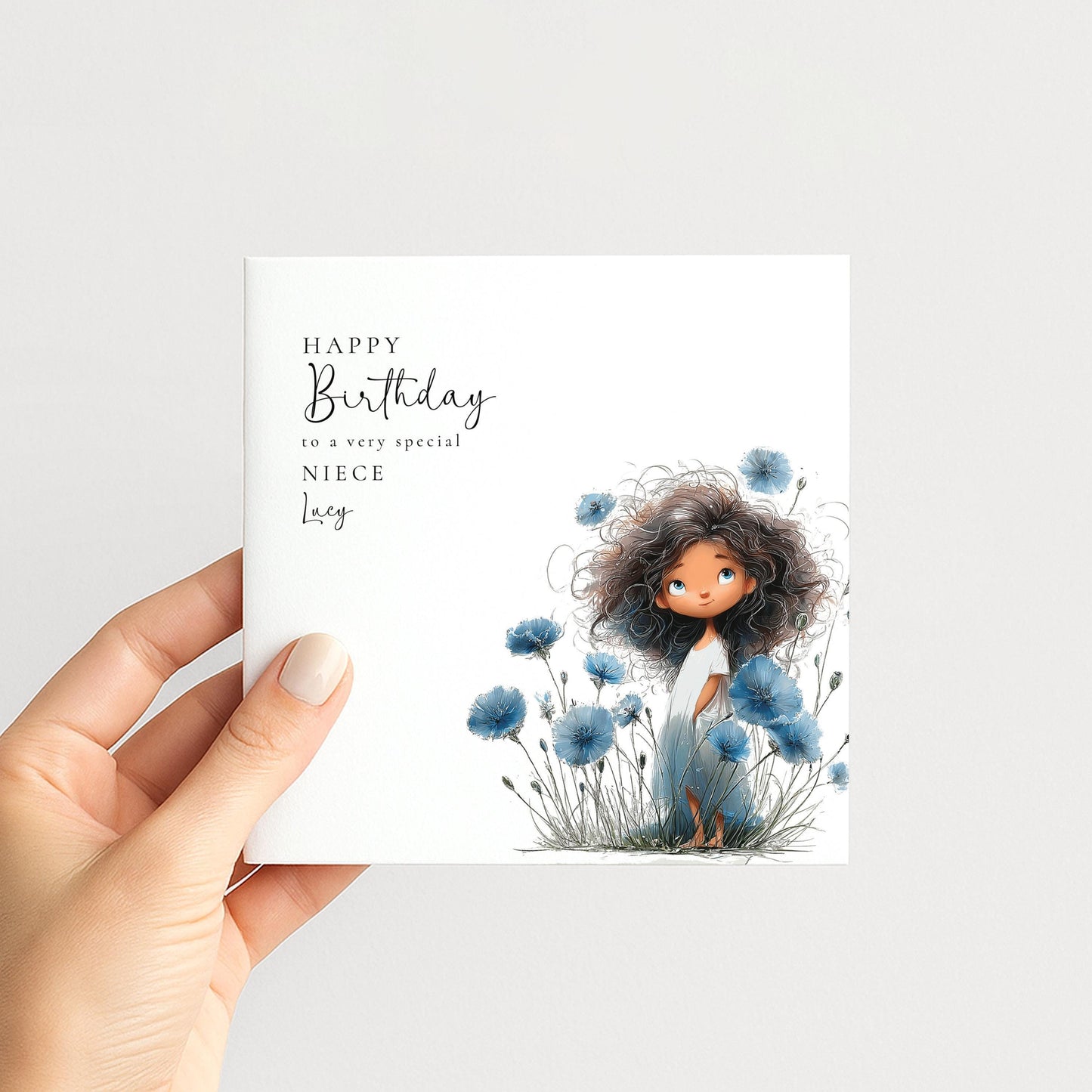 Birthday Card For Niece - Dark Haired Girl