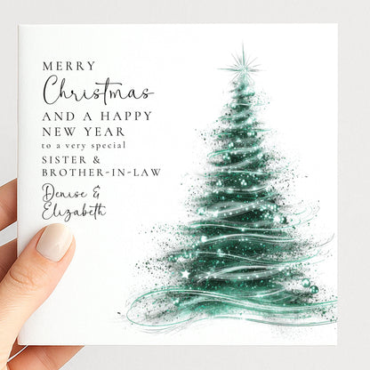 Personalised Christmas Card for Sister and Brother-in-law Christmas Tree Card
