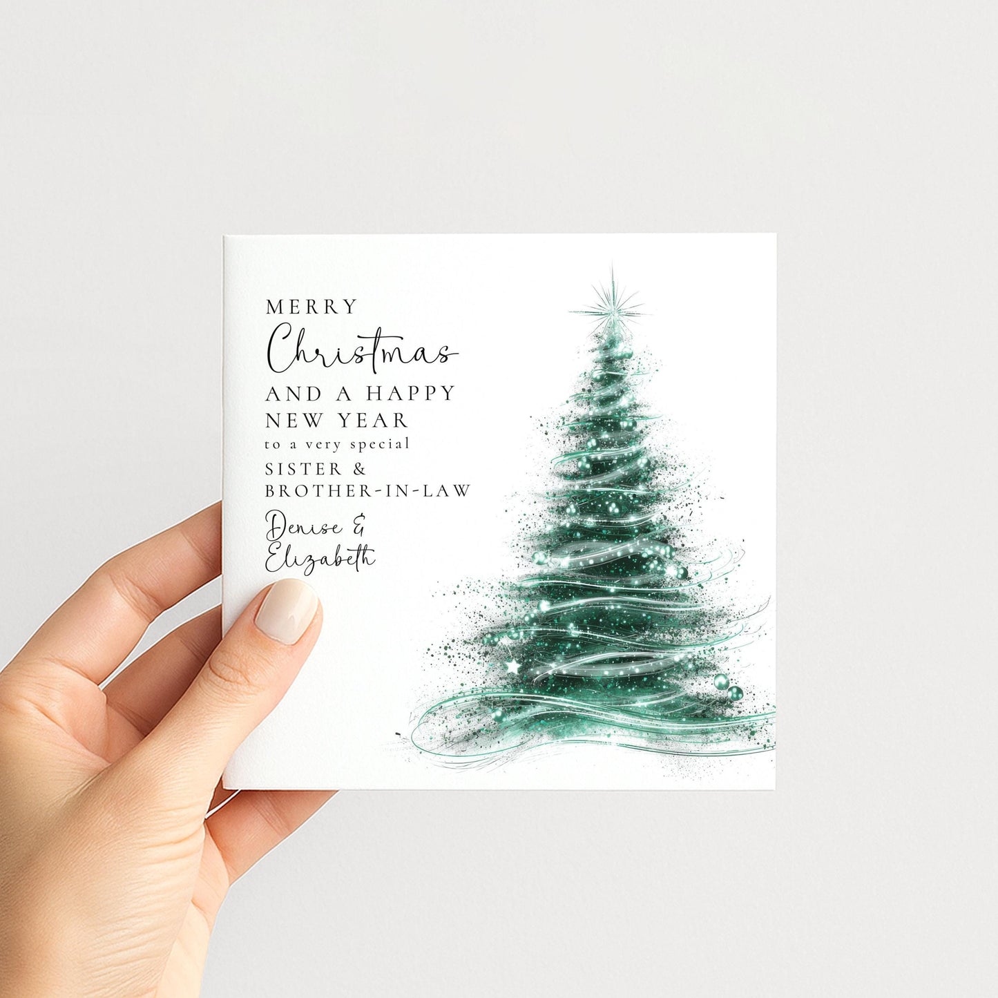 Personalised Christmas Card for Sister and Brother-in-law Christmas Tree Card