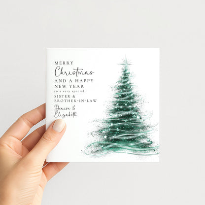 Personalised Christmas Card for Sister and Brother-in-law Christmas Tree Card