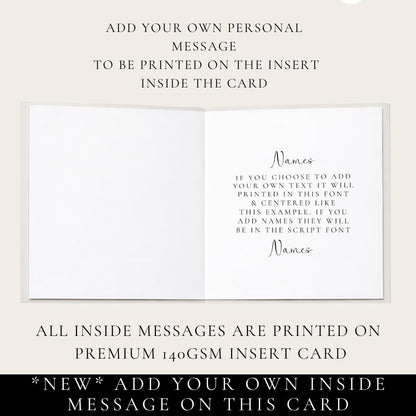 An elegant festive wreath Christmas card for family, personalised, printed on 300gsm card