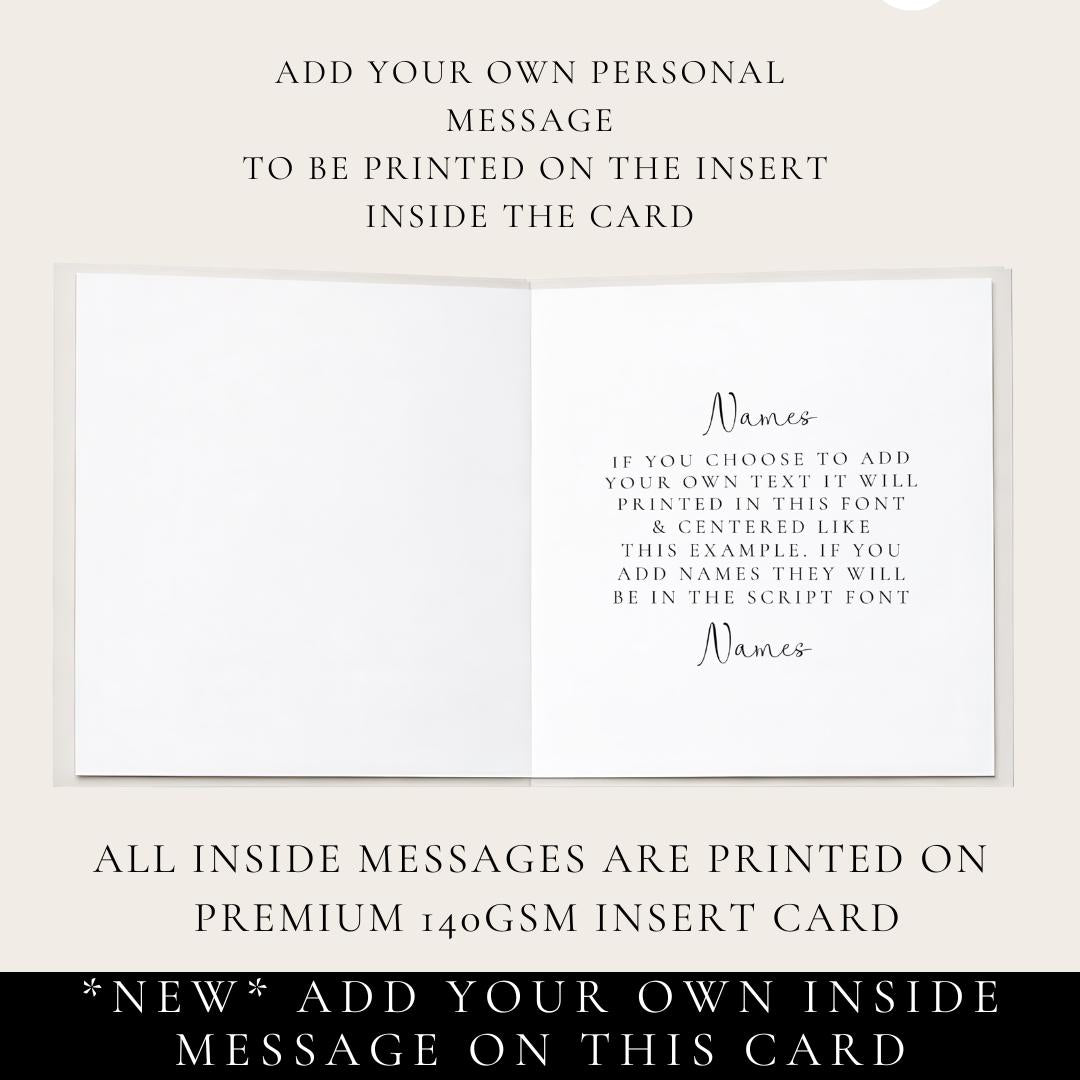 An elegant hanging bauble Christmas card, personalised with names, printed on 300gsm card