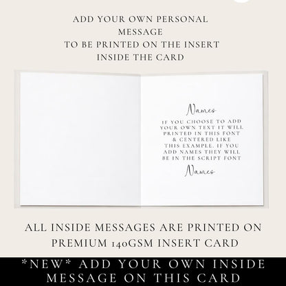 An elegant hanging bauble Christmas card, personalised with names, printed on 300gsm card