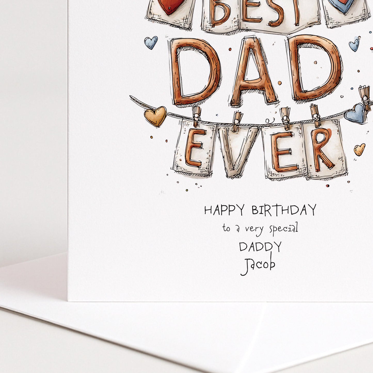 Fathers Day Card Daddy - Personalised Colourful Dad Greeting Card With Matte Finish