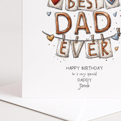 Fathers Day Card Daddy - Personalised Colourful Dad Greeting Card With Matte Finish