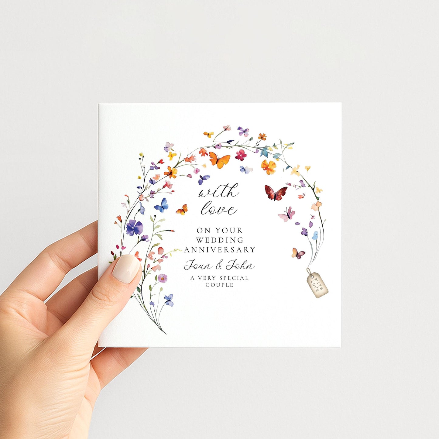 Anniversary Card Personalised – Floral Design Matte Finish Keepsake For Couples