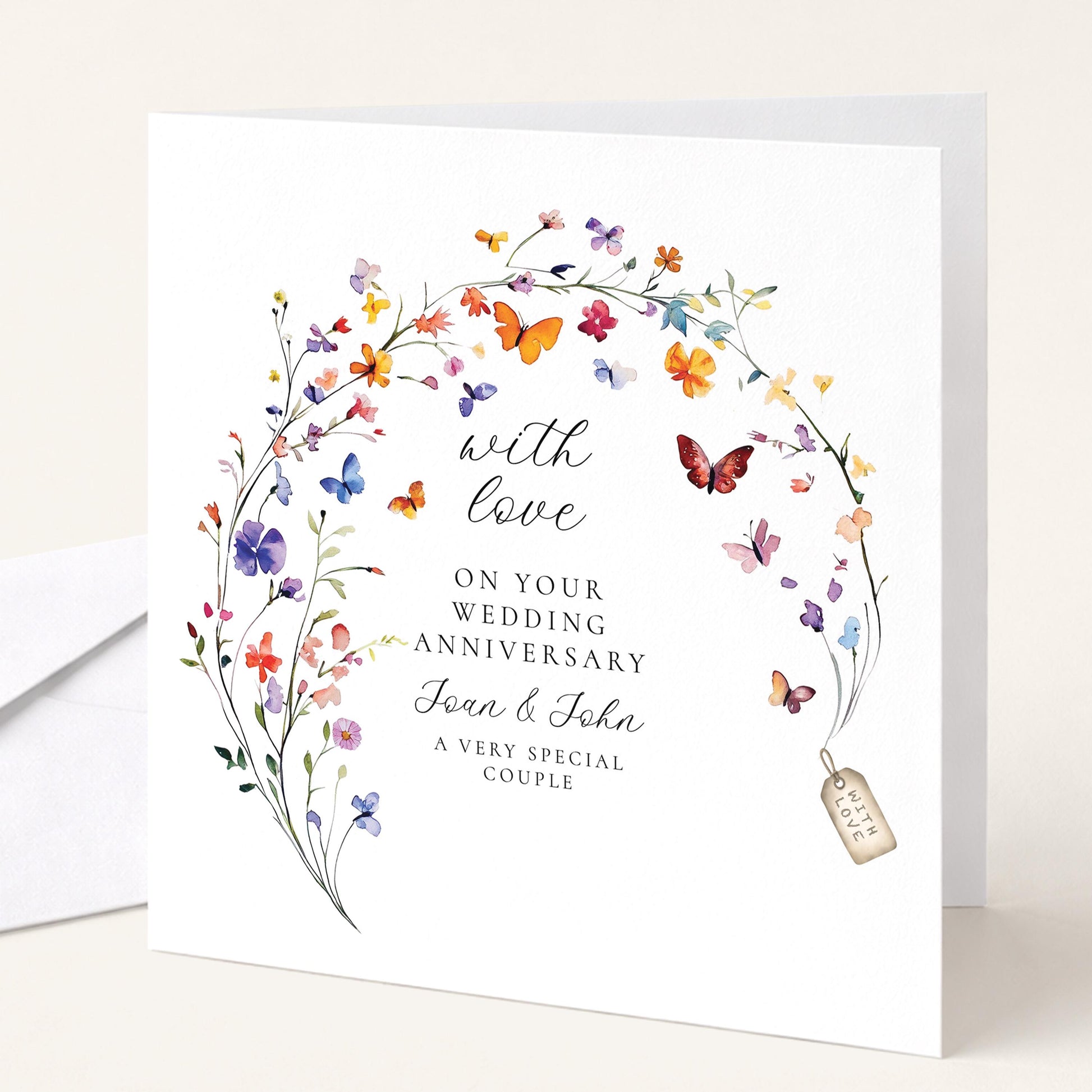 Anniversary Card Personalised – Floral Design Matte Finish Keepsake For Couples