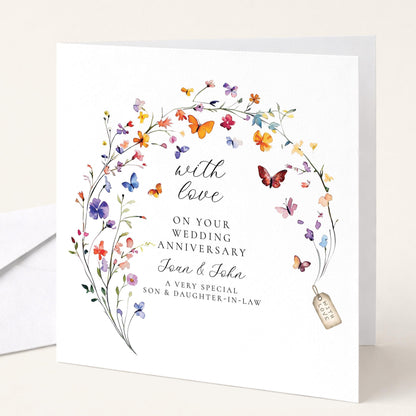 Wedding Anniversary Card Floral Design: Elegant Couple Keepsake
