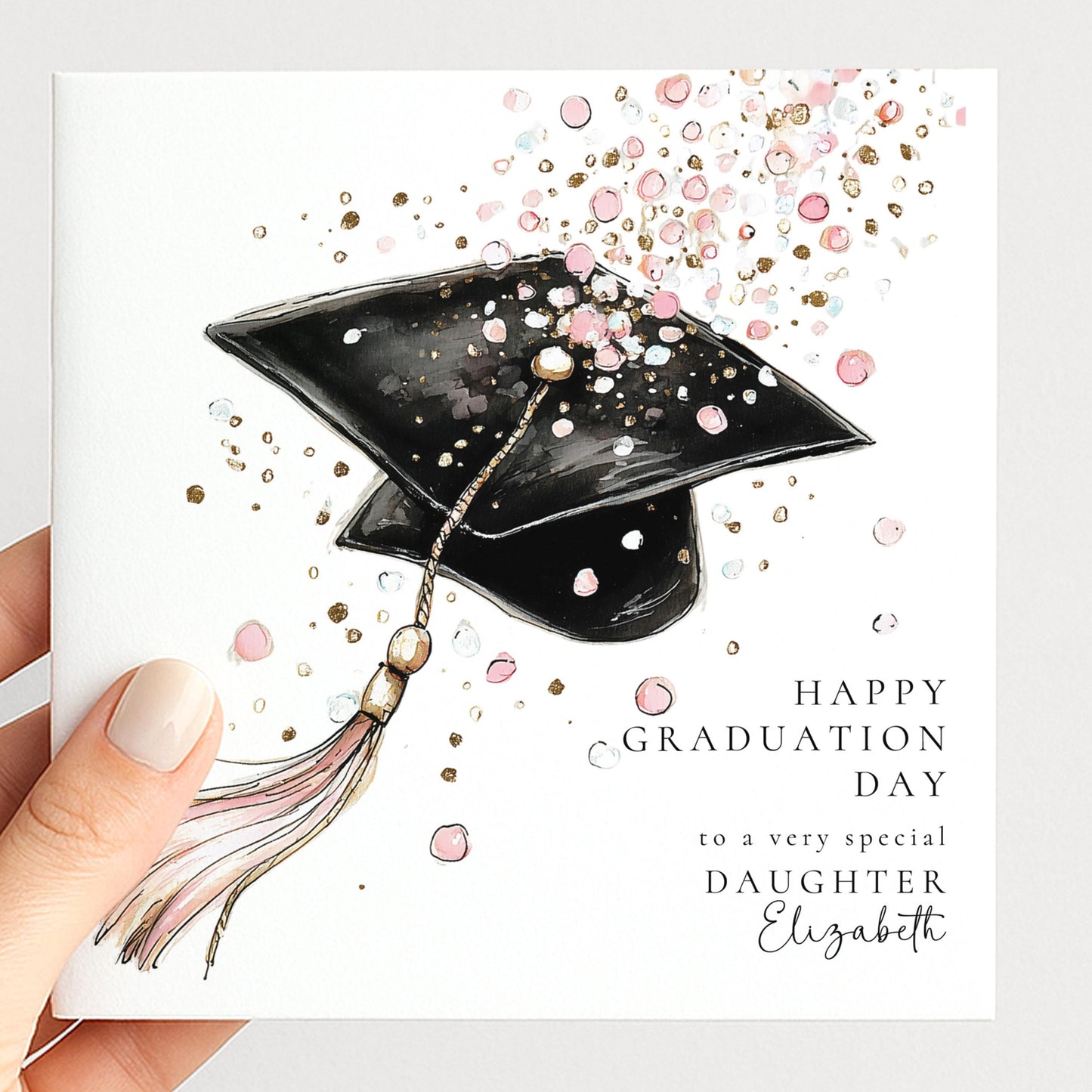 Graduation Card Personalised Daughter: Elegant Cap Design