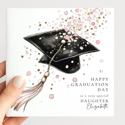 Graduation Card Personalised Daughter: Elegant Cap Design